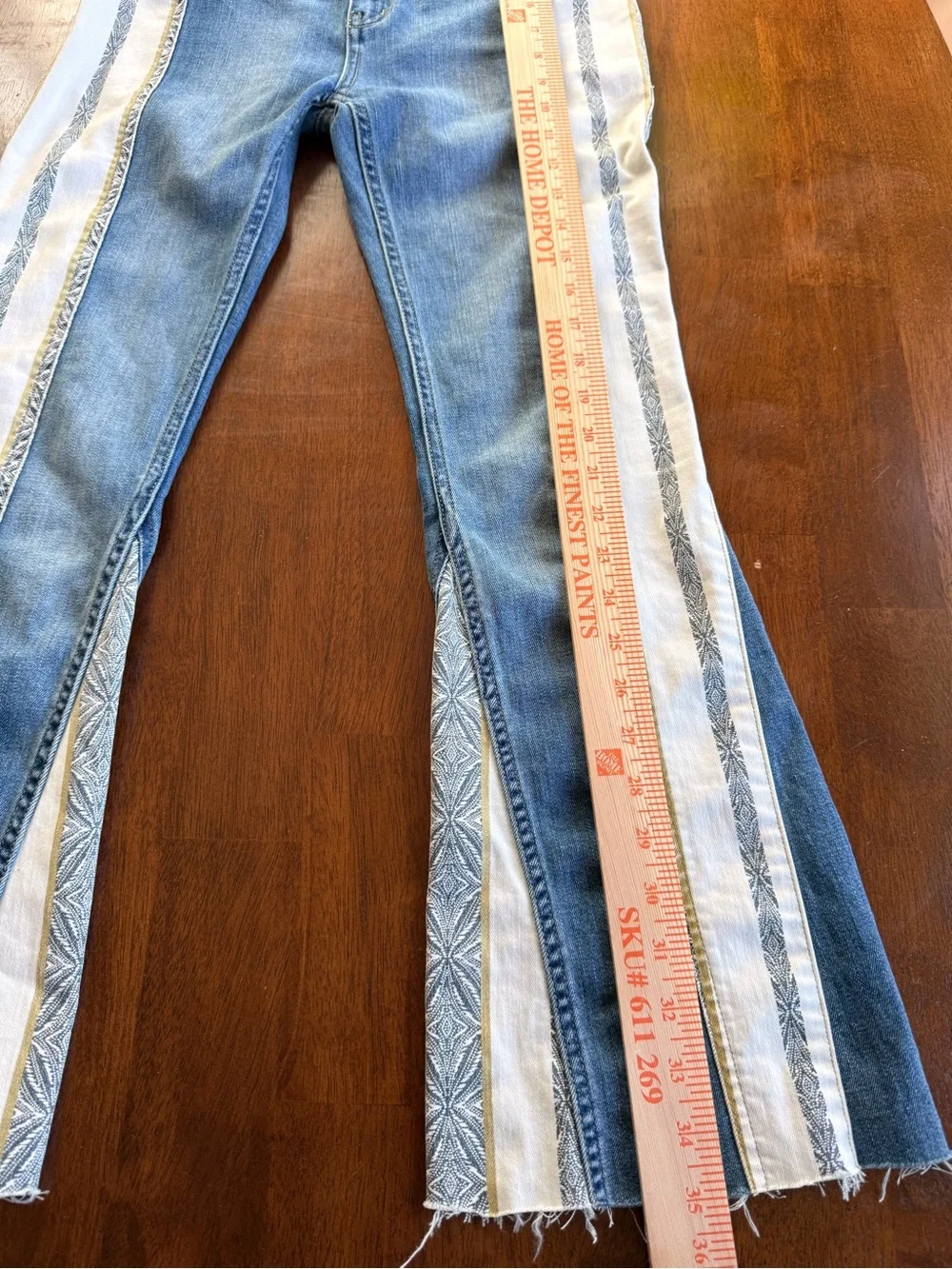 Free People Danica Flare Blue Denim Jeans Womens Size 26 Hippie Boho Festival